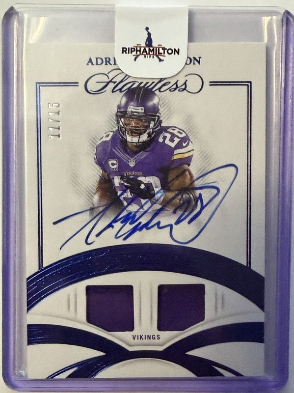 2025 Panini Flawless Adrian Peterson Game Used Patch Auto 11/15 GUMS-APN