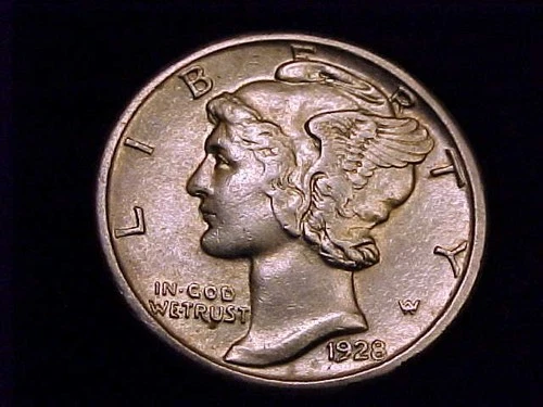 1928-S Mercury Dime, Extra Fine to nearly About Uncirculated in Grade.
