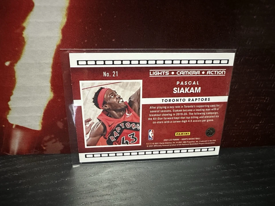 2021-22 Panini NBA Hoops PASCAL SIAKAM Lights Camera Action #21 Toronto Raptors - Image 2 of 2