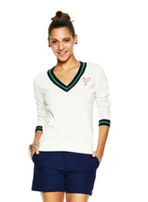 C Wonder by Christian Siriano V- Neck Cricket Tennis Cotton Sweater sz. XL NEW