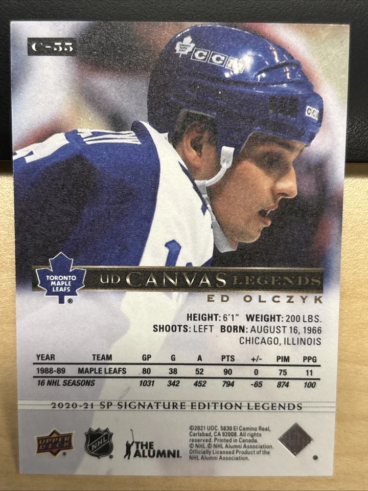 2020-21 20/21 SP Signature Edition Legends UD Canvas C-55 Ed Olczyk Leafs - Image 2 of 2