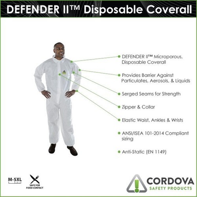 #ad 25 pack Safety Suit OSHA Tyvek Cordova MP200 Cordova Defender II Coverall $30.00