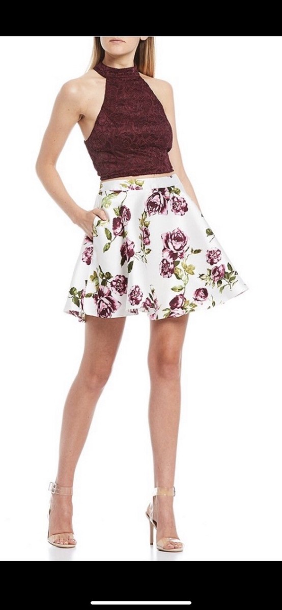 two piece floral dress short Ava Presley Two Piece Tweed Short Dress 26722 Black/Multi / 0