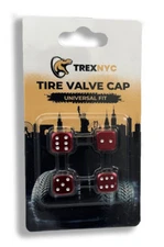 TrexNYC Tire Valve Caps, Universal Stem Covers for Cars, 4pcs, Red Dice