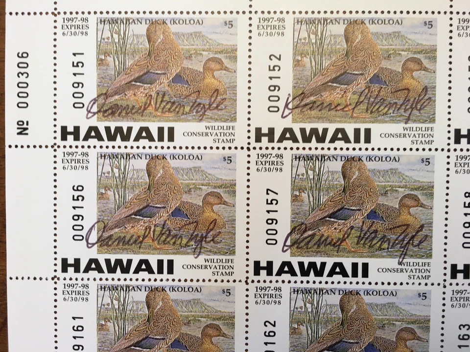 HI2 Hawaii SIGNED **RARE** SIGNED Sheet Of 30 Daniel VanZyle 1997 - Image 2 of 4