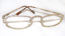 RHINESTONE CRYSTAL READING GLASSES RECTANGULAR GOLD MADE WITH SWAROVSKI NEW