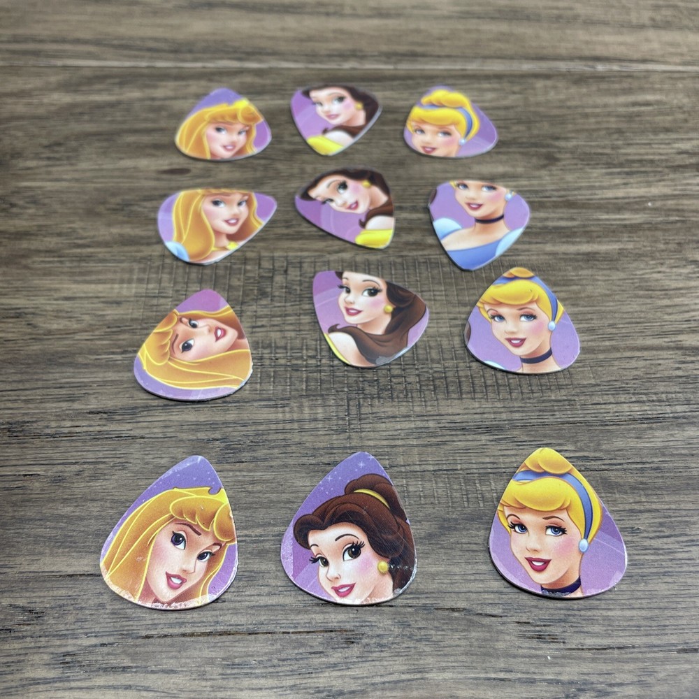12 Disney Princesses Guitar Picks Plectrums Belle Cinderella Aurora Upcycled KG
