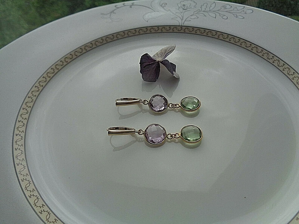 Gold Ohrringe mit Amethyst, Gold Filled - Bild 3 von 4