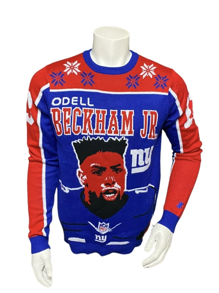 Suéter de ropa del equipo de la NFL Odell Beckham Jr. New York Giants para hombre acrílico mediano Foto 2 de 4