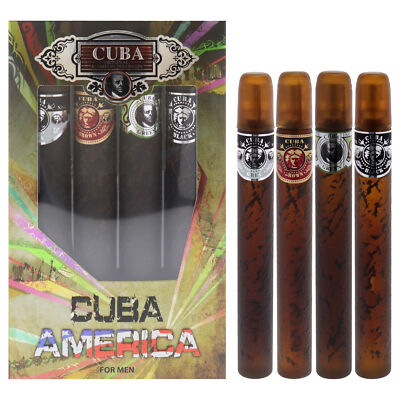 Cuba America by Cuba for Men - 4 Pc Gift Set 1.17oz EDT Spray Black & More