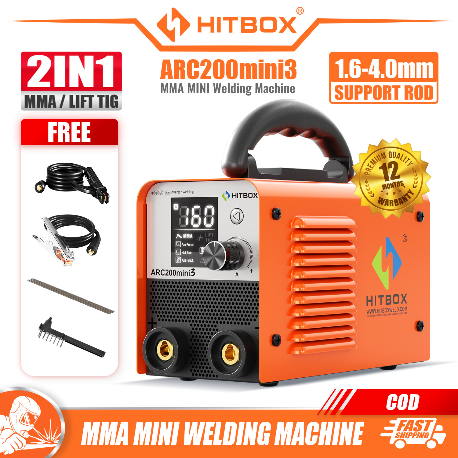 HITBOX Ultra Mini Rod Stick Welding Machine,160A LIFT TIG/MMA  Portable Welder