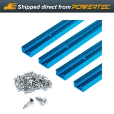 POWERTEC 4Pcs 36" Double-Cut Profile Universal T-Track w/100Pcs #6 x 5/8" Screws