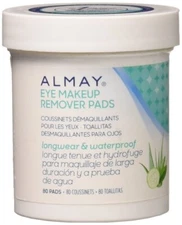 Almay Longwear Waterproof Eye Makeup Remover Pads 80 Count Skin Cleaning Wipes