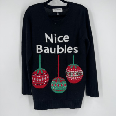 Tiara International Christmas Collection Nice Baubles Ugly Sweater Large Humor
