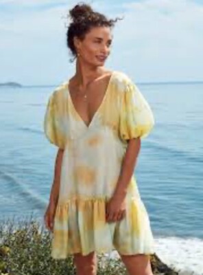 Johnny Was Women's Yellow X Amanda Bond Emilia Midi Dress NWT SZ M/L