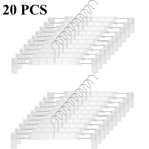 10-80PCS Pant Hangers w/Clips Non Slip Adjustable Clips Skirt Hangers Space Save - Picture 28 of 31