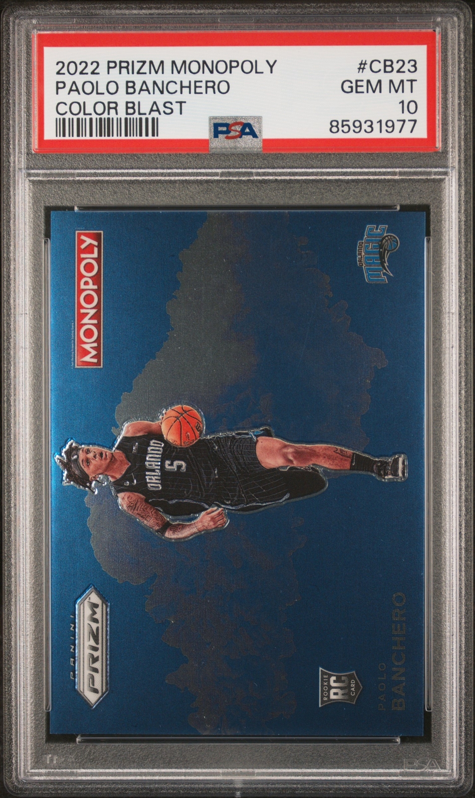 2022 PANINI PRIZM MONOPOLY COLOR BLAST #CB23 PAOLO BANCHERO ROOKIE RC PSA 10