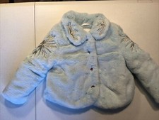 Frozen 2 Girl's Size 2 Baby Blue Faux Fur Jacket Coat Elsa