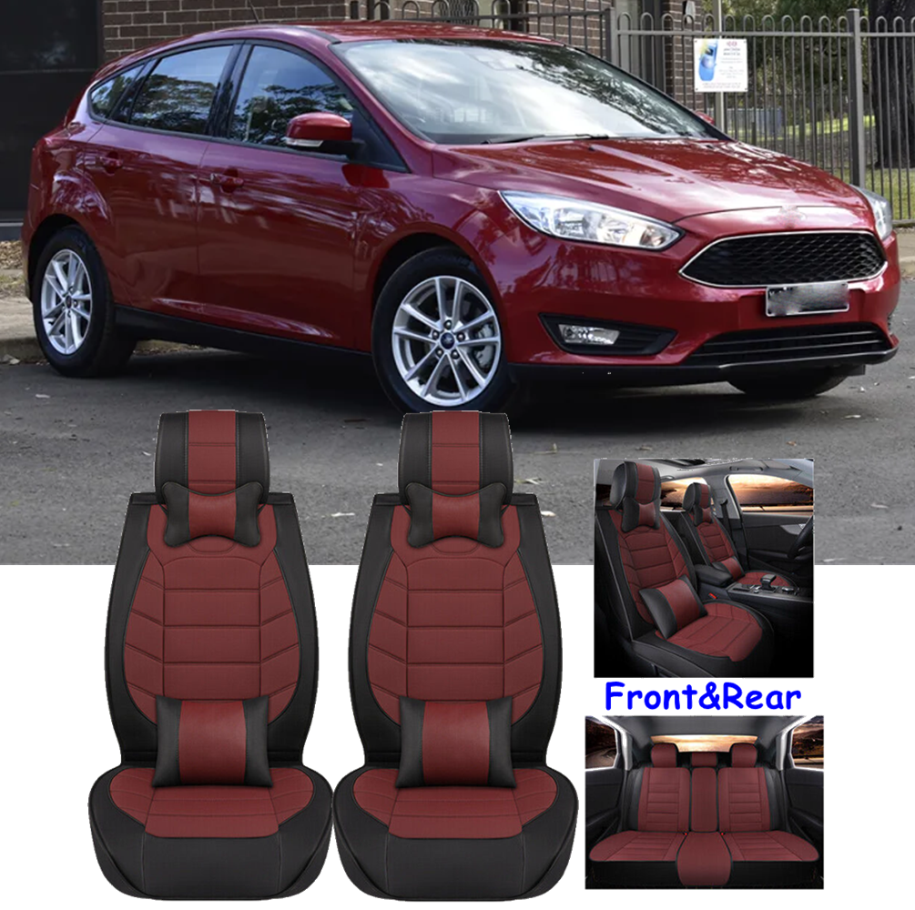Car Seat Covers 5-Seater Front Rear Full Set Cushion PU Leather For Ford Focus
