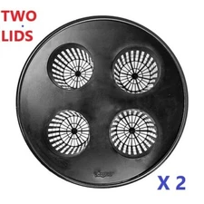 TWO LIDS FOR HYDROPONIC 3.5 & 5 GALLON BUCKET NET POT MESH LID (4 Pots per Lid)