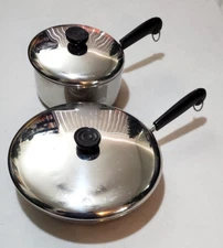 Revere Ware 1801 97B 96M Stainless Disc Bottom Pan Saucepan Set of 2