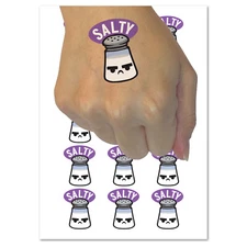 Kawaii Cute Salty Grumpy Salt Temporary Tattoo Water Resistant Fake Body Art Set