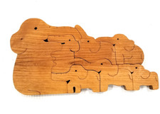 7 Pc Wooden Elephant Mom w Babies Child  s Jigsaw Animal Puzzle Decor