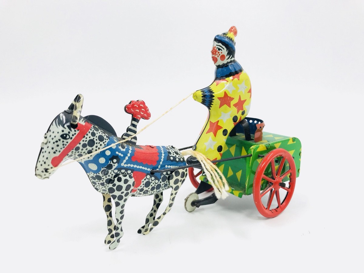 Vintage 1950's USSR Tin Windup Donkey Clown Carriage Toy | eBay