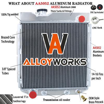 For 1965-1966 Ford Mustang 1960-65 Falcon Ranchero Comet 4 Row Aluminum Radiator