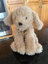 FAO Schwarz Lab Puppy Beige with Gold Bow Plush Toy Dog Stuffed Animal