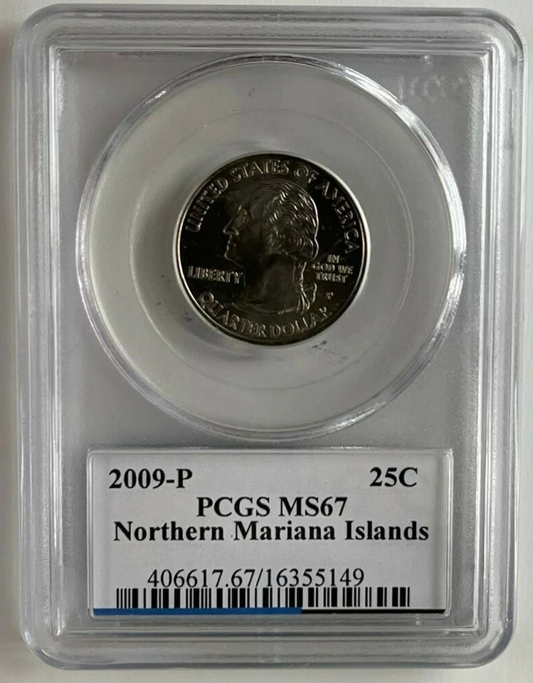 2009-P Northern Mariana Islands 25C 25 Cent Quarter PCGS MS67 Flag Label - Image 2 of 2