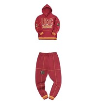 Men's Red/Gold Hooded Sweatshirt and Joggers Set Casual Tracksuit
