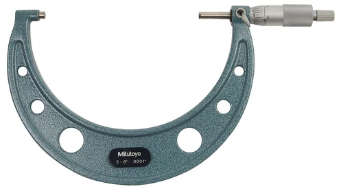 Mitutoyo 103-220 Outside Micrometer, Baked-enamel Finish, Ratchet Stop, 5-6" Ran