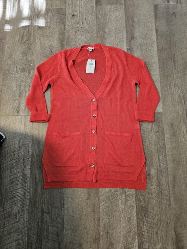 NWT J. Jill JJILL PAPRIKA (ORANGE) Linen Blend Cardigan Size XSP