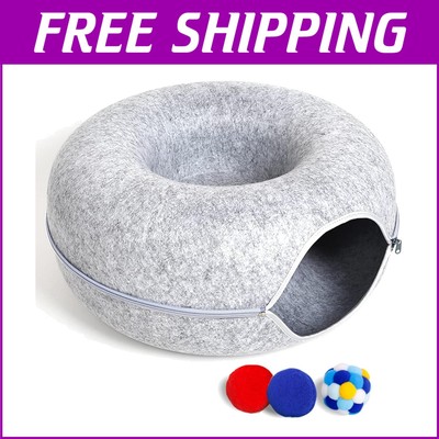 Multi-Functional Cat Cave Bed   Large 24 Inch, with Comfortable Toys Included