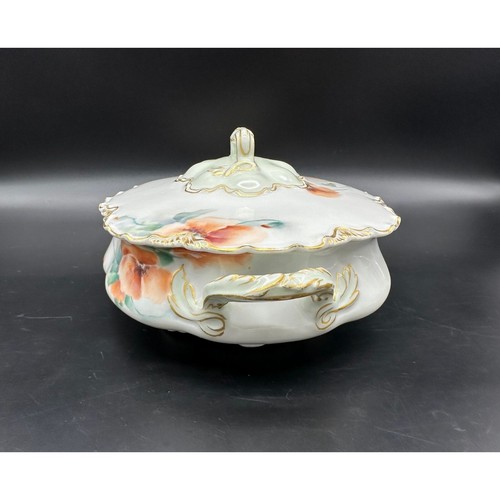 Antique Covered Dish Serving Vegetables Oval Limoges France H&C L Mint Green - Picture 3 of 10