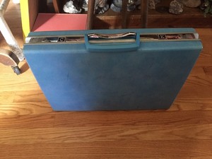 vintage blue samsonite suitcase