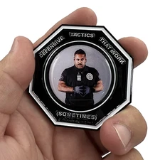 EL13-017 Defensive Tactics Firearms Instructor parody Challenge Coin Threat Mism