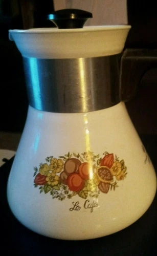 Vintage Corning Ware 6 Cup Le Cafe P-106 Coffee Teapot Spice of Life