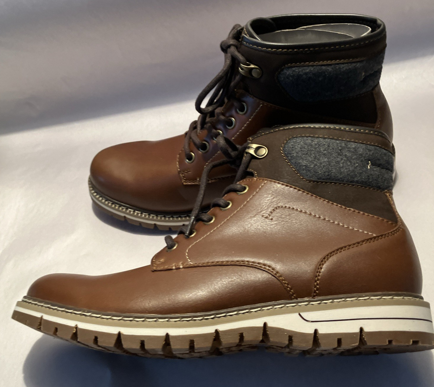 S 9m Kemper Cognac Memory Foam Grip Sole Display Work Boots