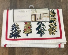 Table Runner Christmas 100 Cotton White Red Trees 14x108  Threshold Target New