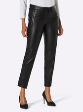 Mainpol Damen Lederhose Schmal Gerade Nappaleder schwarz Gr. 22 (44) NEU