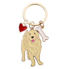 MMIUAEG Cute Puppy Dog Keychain Golden Retriever Key Charm Medium, Gold