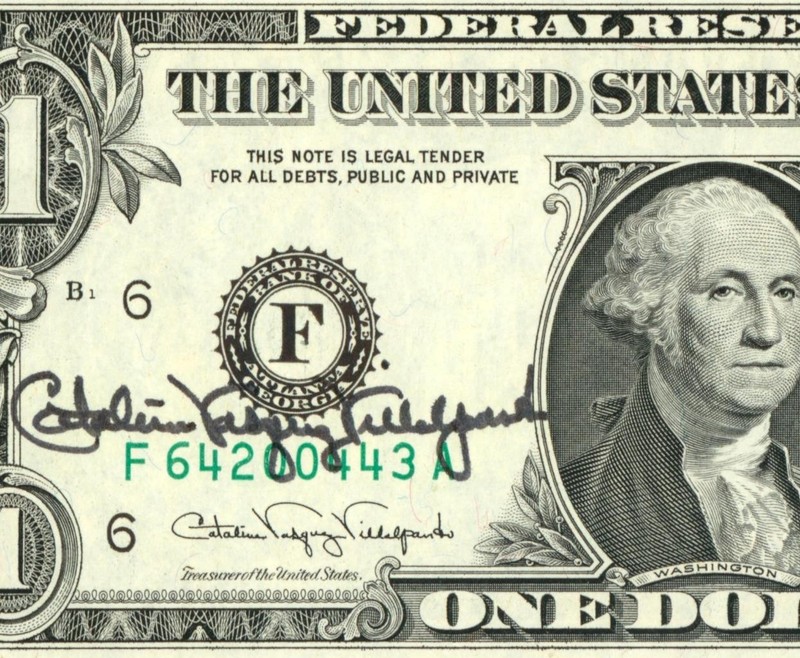 (SIGNED BY THE TREASURER) $1 1988 Treasurer Signature Federal (3rd of 3 consec)