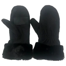 Isotoner Smart Dri Womens Plush Black Sherpa Lined Touchscreen Mittens OSFM