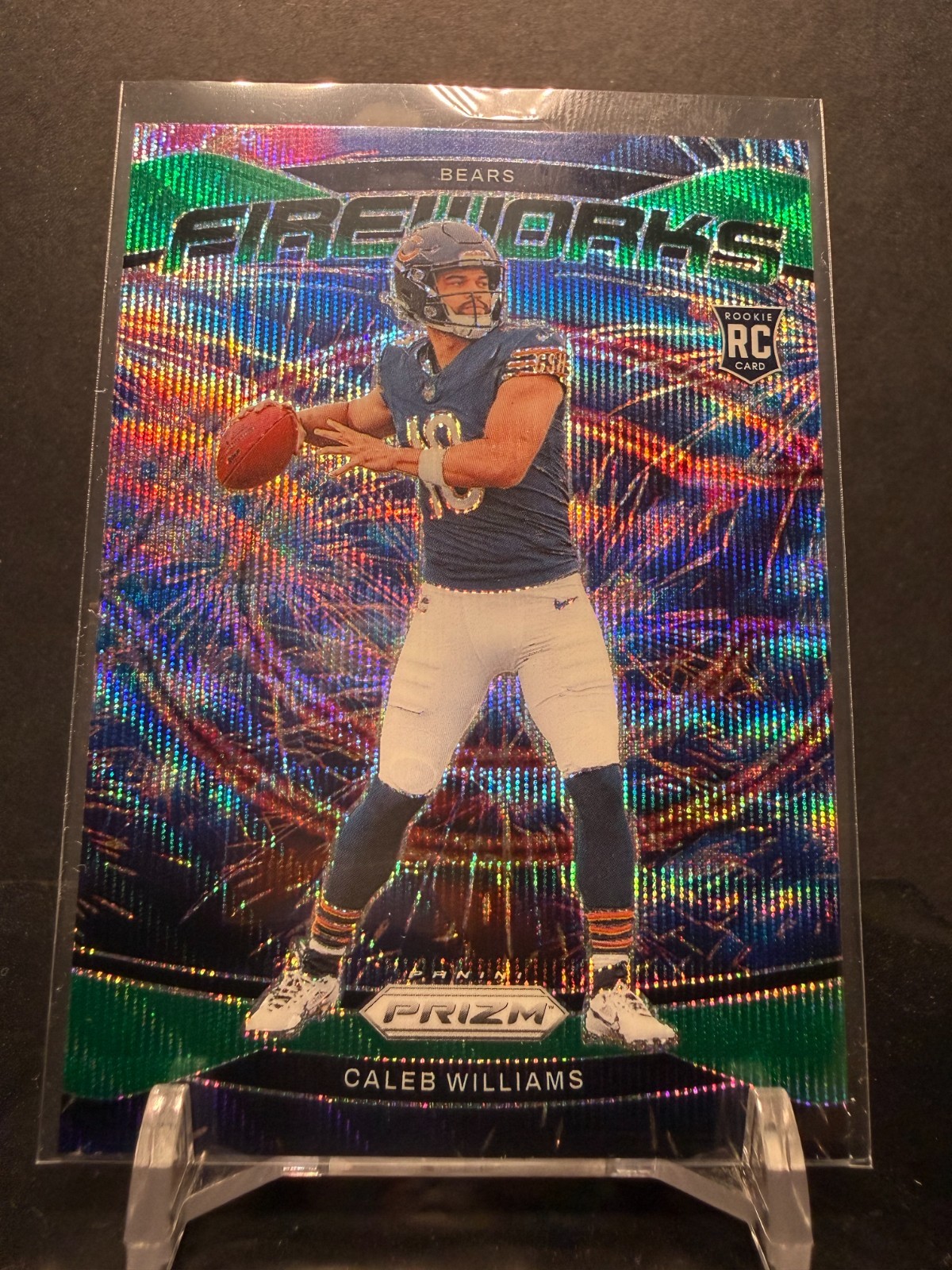 011071 - 2024 Prizm Football CALEB WILLIAMS Fireworks Green WAVE Prizm SP RC #25