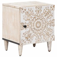 Nachttisch Weiß 40 X 33,5 X 46 Cm Massivholz Mango