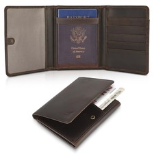 Polare Full Grain Leather Pilot Wallet Passport Holder RFID Blocking Trifold ...