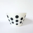 Vintage Fire King Oven Ware 7.5" White Black Polka Dot Milk Glass Mixing Bowl