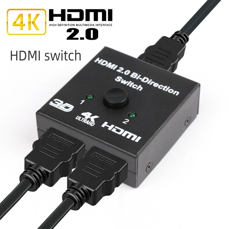 2 in 1 Out Bi-directional HDMI 2.0 Switch 4K 1080 HDCP HDTV PC Screen Splitter a - Image 3 of 4